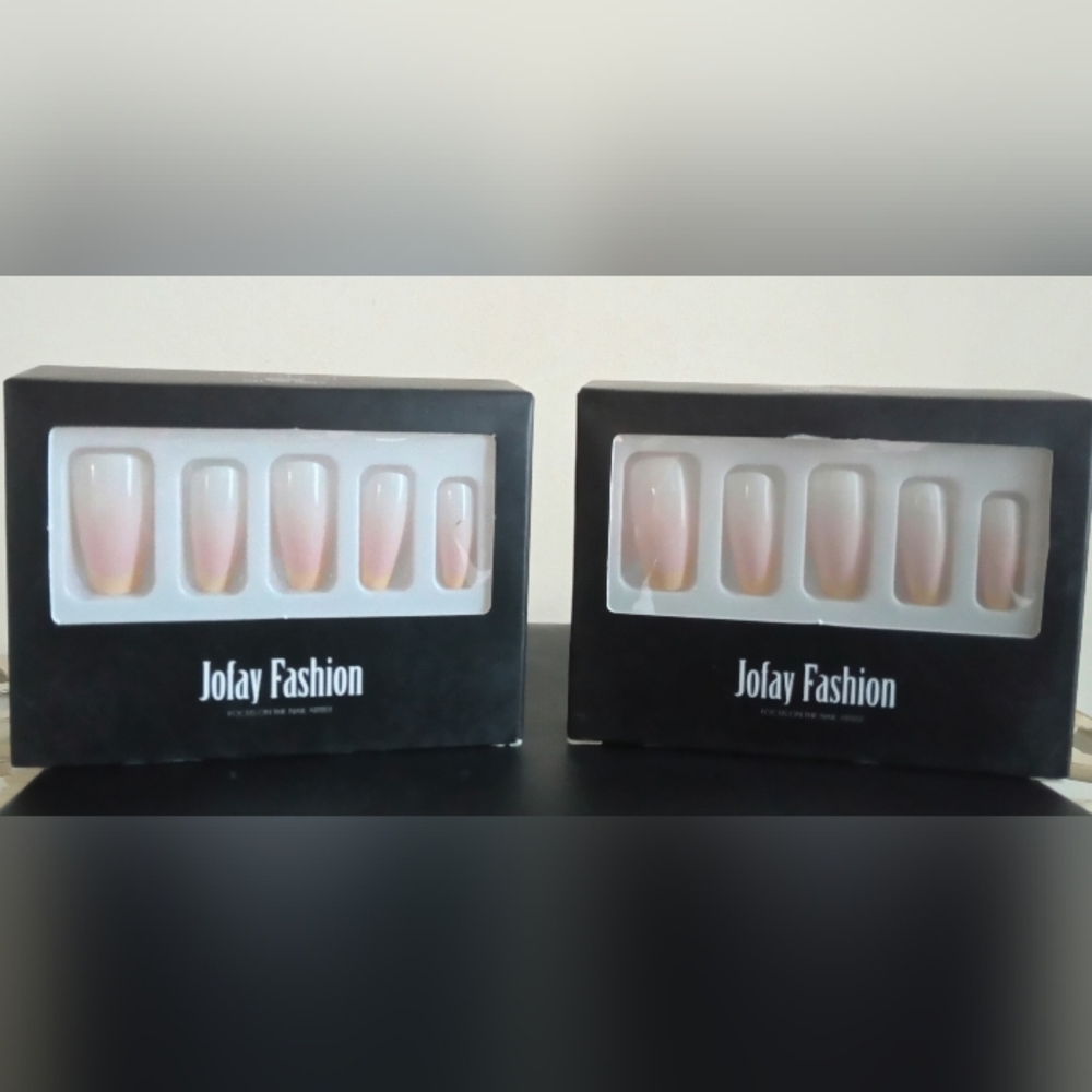 Jofay Fashion Cream & Pink Press-On Nails